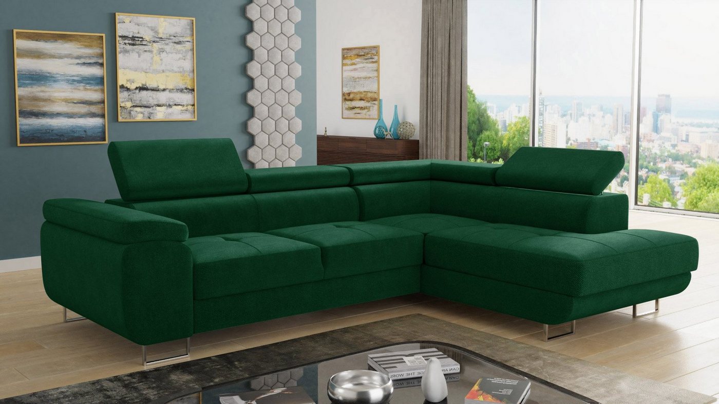 Sofnet Ecksofa Caris, mit Schlaffunktion und Bettkasten, Wohnlandschaft mit einstellbare Kopfstützen, Schlafsofa von Sofnet