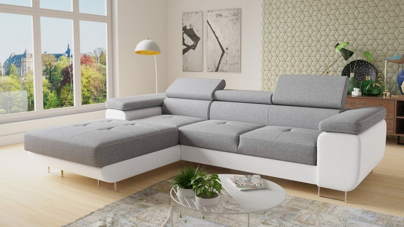 Sofnet Ecksofa Divo, mit Schlaffunktion und Bettkasten, Schlafsofa mit einstellbare Kopfstützen - Wohnlandschaft von Sofnet