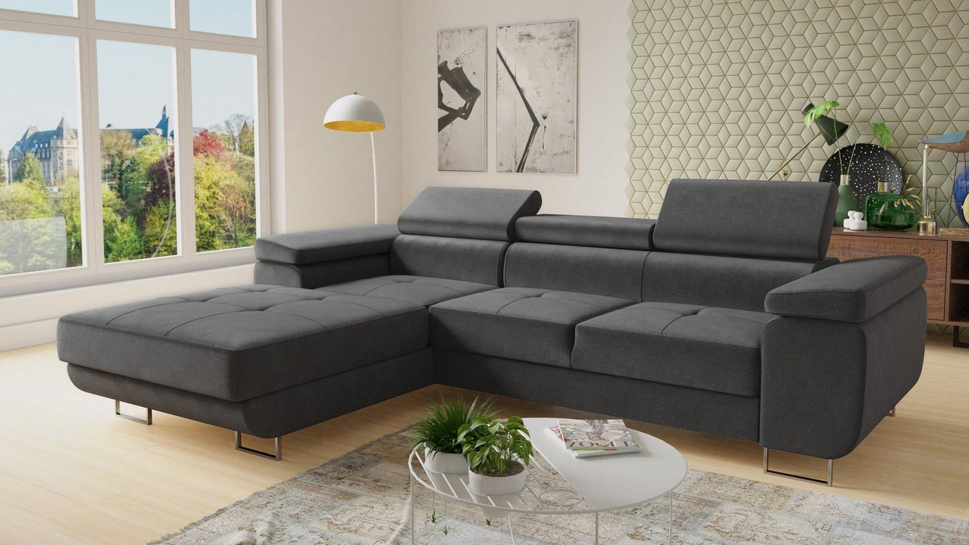 Sofnet Ecksofa Divo, mit Schlaffunktion und Bettkasten, Schlafsofa mit einstellbare Kopfstützen - Wohnlandschaft von Sofnet