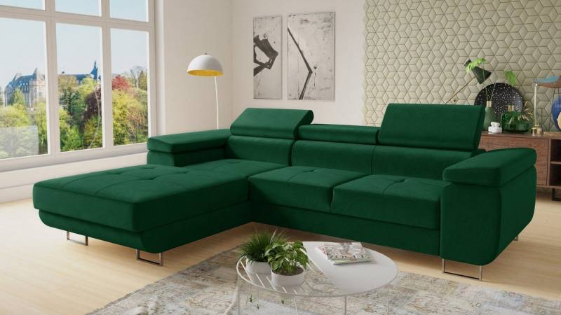 Sofnet Ecksofa Divo, mit Schlaffunktion und Bettkasten, Schlafsofa mit einstellbare Kopfstützen - Wohnlandschaft von Sofnet