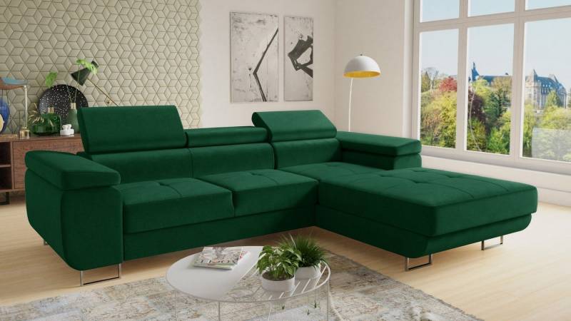 Sofnet Ecksofa Divo, mit Schlaffunktion und Bettkasten, Schlafsofa mit einstellbare Kopfstützen - Wohnlandschaft von Sofnet