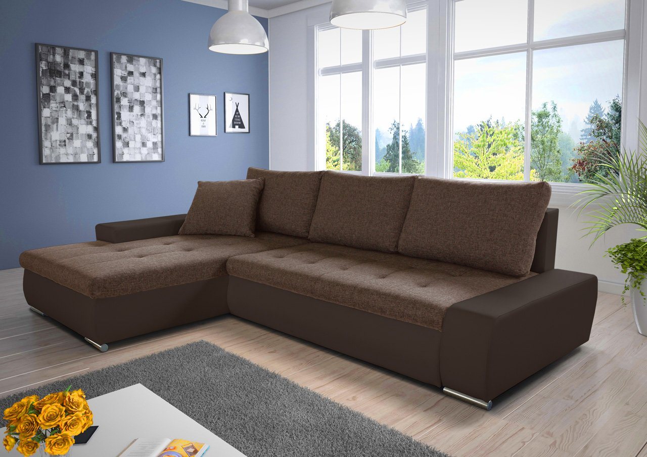 Sofnet Ecksofa Faris, mit Schlaffunktion und Bettkasten, Schlafsofa - Wohnlandschaft - Big Couch von Sofnet