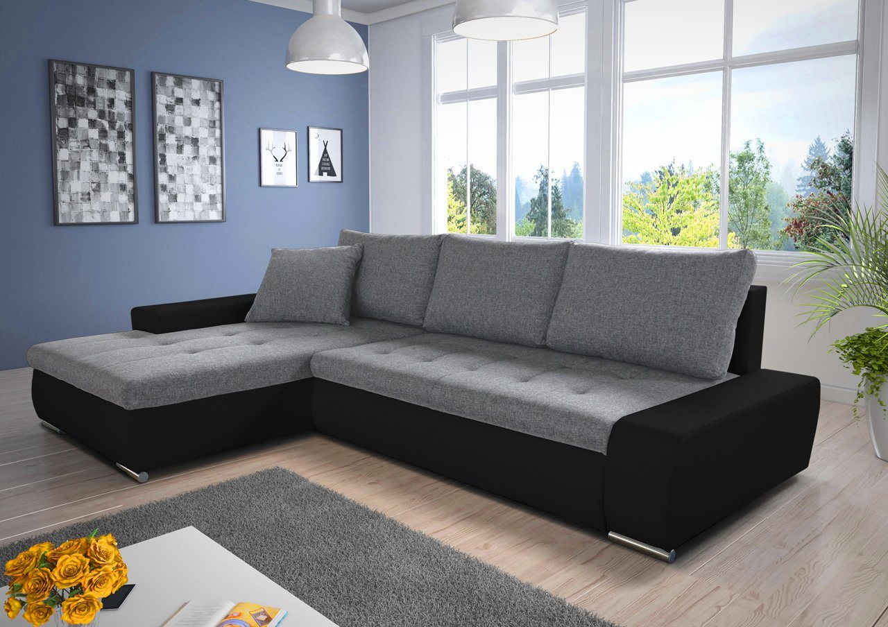 Sofnet Ecksofa Faris, mit Schlaffunktion und Bettkasten, Schlafsofa - Wohnlandschaft - Big Couch von Sofnet