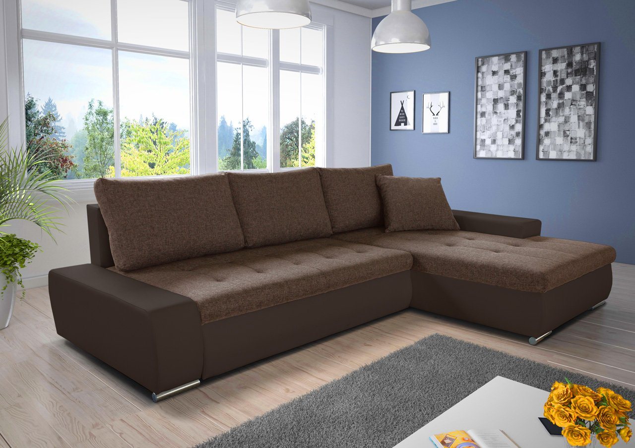 Sofnet Ecksofa Faris, mit Schlaffunktion und Bettkasten, Schlafsofa - Wohnlandschaft - Big Couch von Sofnet