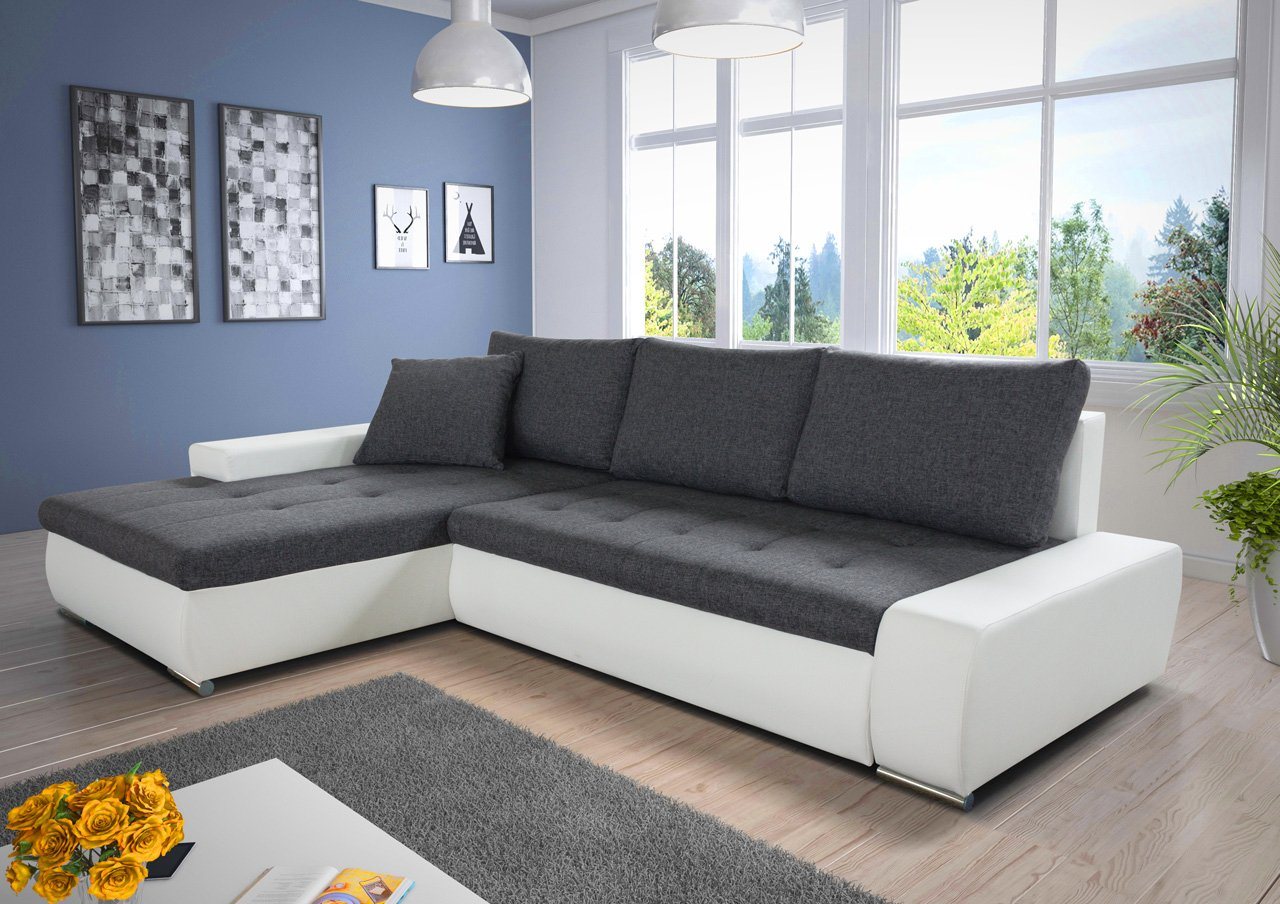 Sofnet Ecksofa Faris, mit Schlaffunktion und Bettkasten, Schlafsofa - Wohnlandschaft - Big Couch von Sofnet