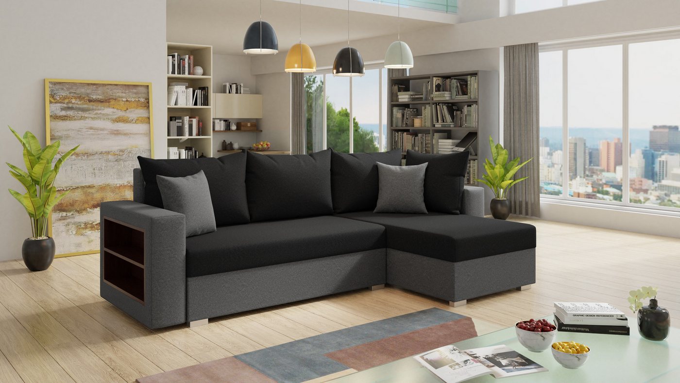 Sofnet Ecksofa Lord, mit Schlaffunktion und Bettkasten, L-Form Couch, Schlafsofa mit Regal von Sofnet