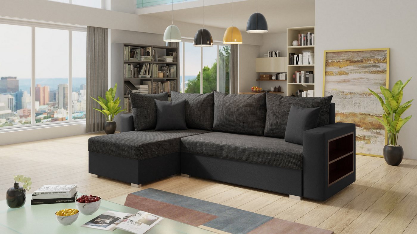 Sofnet Ecksofa Lord, mit Schlaffunktion und Bettkasten, L-Form Couch, Schlafsofa mit Regal von Sofnet