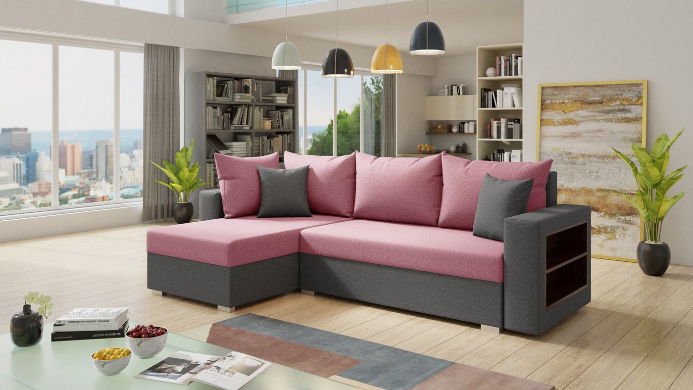 Sofnet Ecksofa Lord, mit Schlaffunktion und Bettkasten, L-Form Couch, Schlafsofa mit Regal von Sofnet