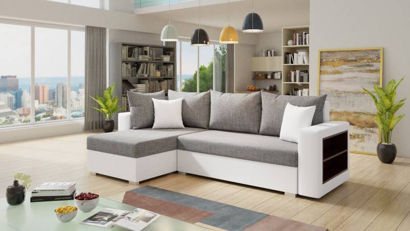 Sofnet Ecksofa Lord, mit Schlaffunktion und Bettkasten, L-Form Couch, Schlafsofa mit Regal von Sofnet