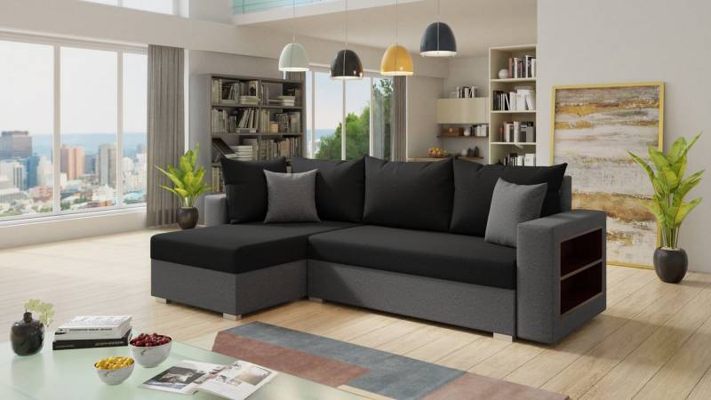 Sofnet Ecksofa Lord, mit Schlaffunktion und Bettkasten, L-Form Couch, Schlafsofa mit Regal von Sofnet