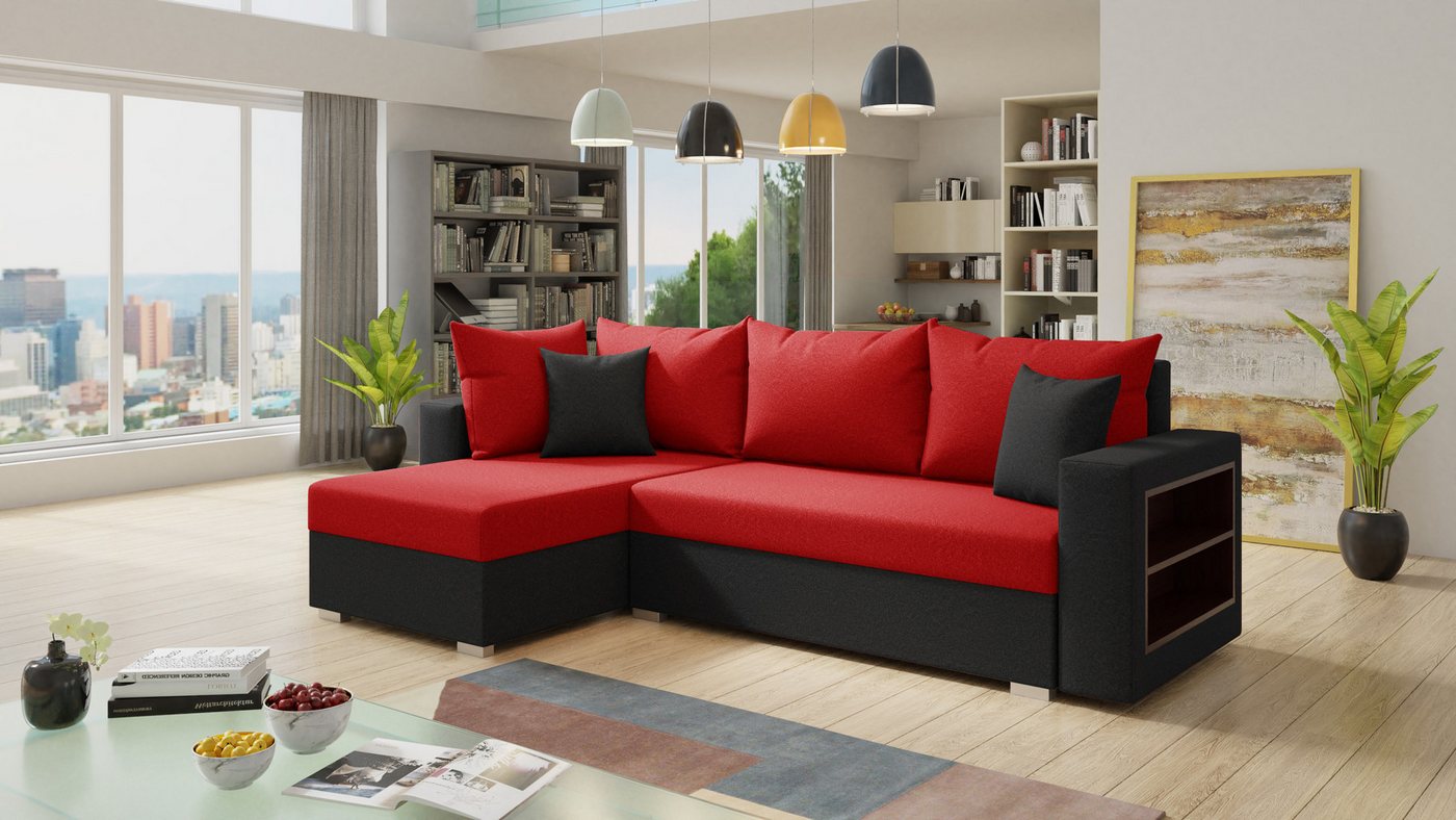 Sofnet Ecksofa Lord, mit Schlaffunktion und Bettkasten, L-Form Couch, Schlafsofa mit Regal von Sofnet