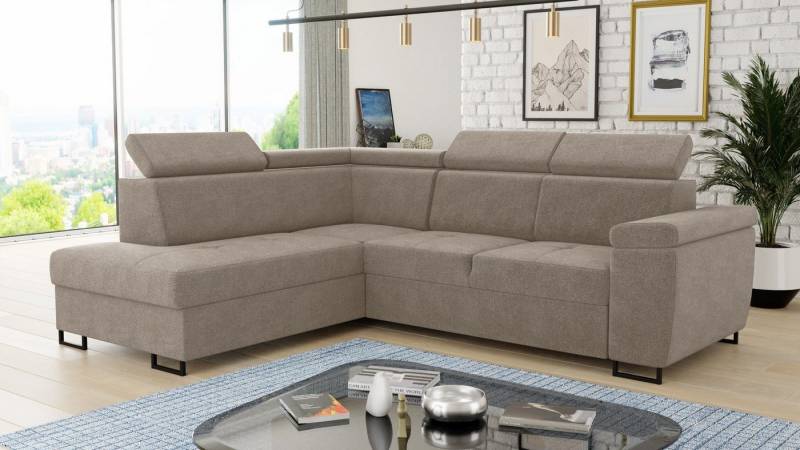 Sofnet Ecksofa Natan, mit Schlaffunktion und Bettkasten, Wohnlandschaft mit einstellbare Kopfstützen, Schlafsofa von Sofnet