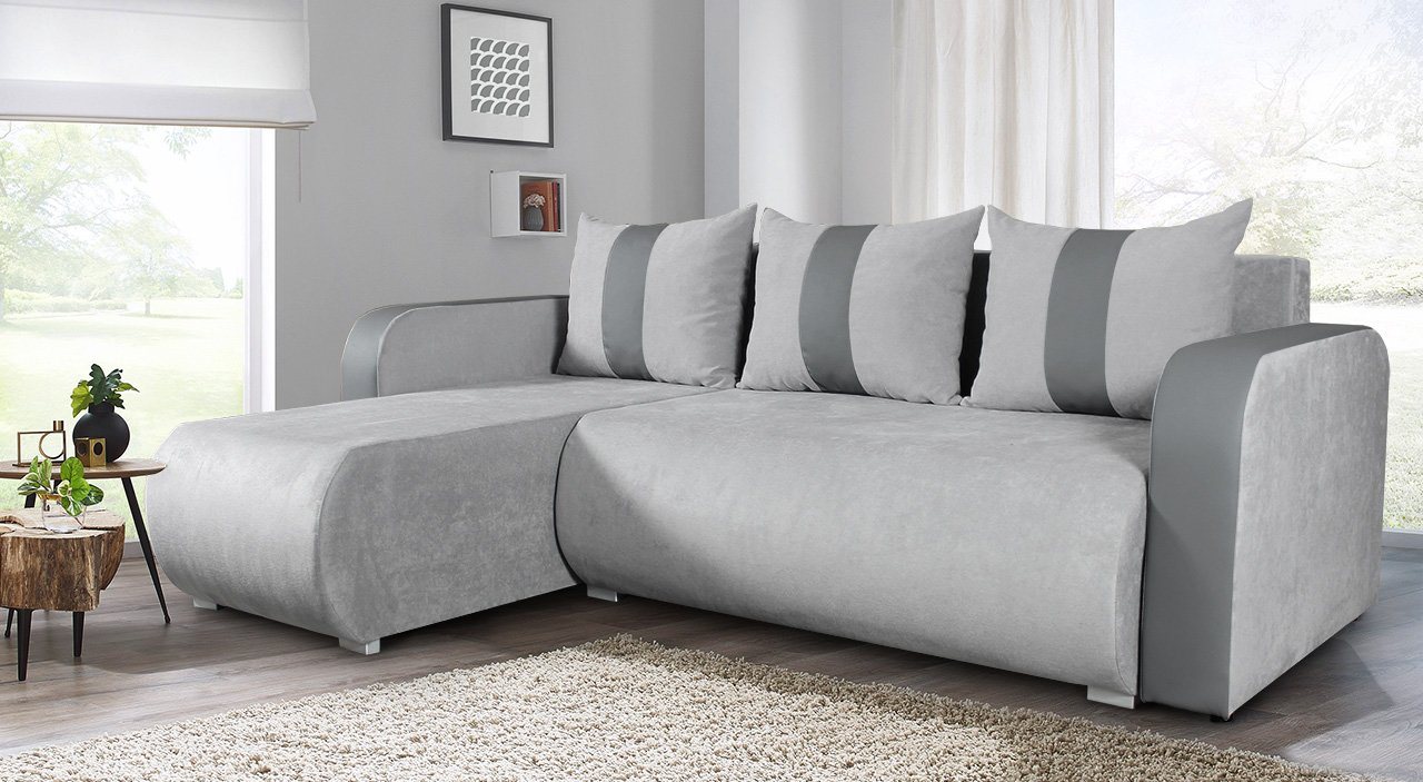 Sofnet Ecksofa Rino, mit Schlaffunktion und Bettkasten, L-Form Couch, Schlafsofa, Ottomane Universal von Sofnet