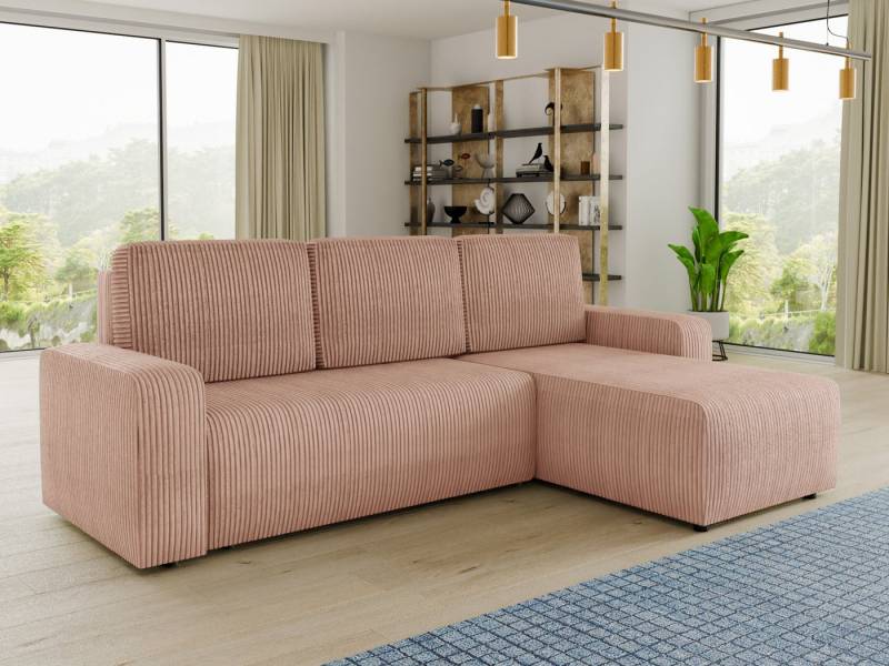 Sofnet Ecksofa Roma L, mit Schlaffunktion und Bettkasten, L-Form Couch, Cord Stoff, Schlafsofa mit Wellenfeder von Sofnet