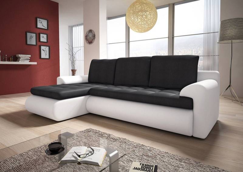 Sofnet Ecksofa Santi, mit Schlaffunktion und Bettkasten, L-Form Couch, Schlafsofa mit Wellenfeder, Bettsofa von Sofnet