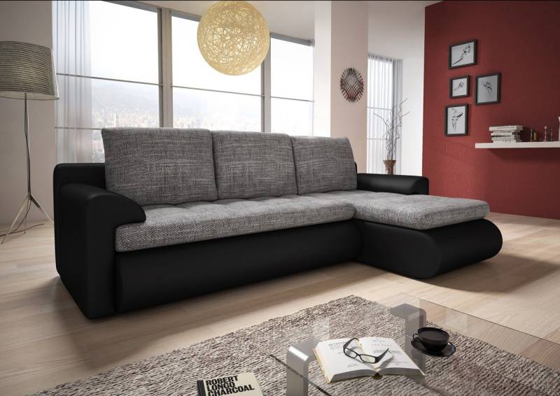 Sofnet Ecksofa Santi, mit Schlaffunktion und Bettkasten, L-Form Couch, Schlafsofa mit Wellenfeder, Bettsofa von Sofnet