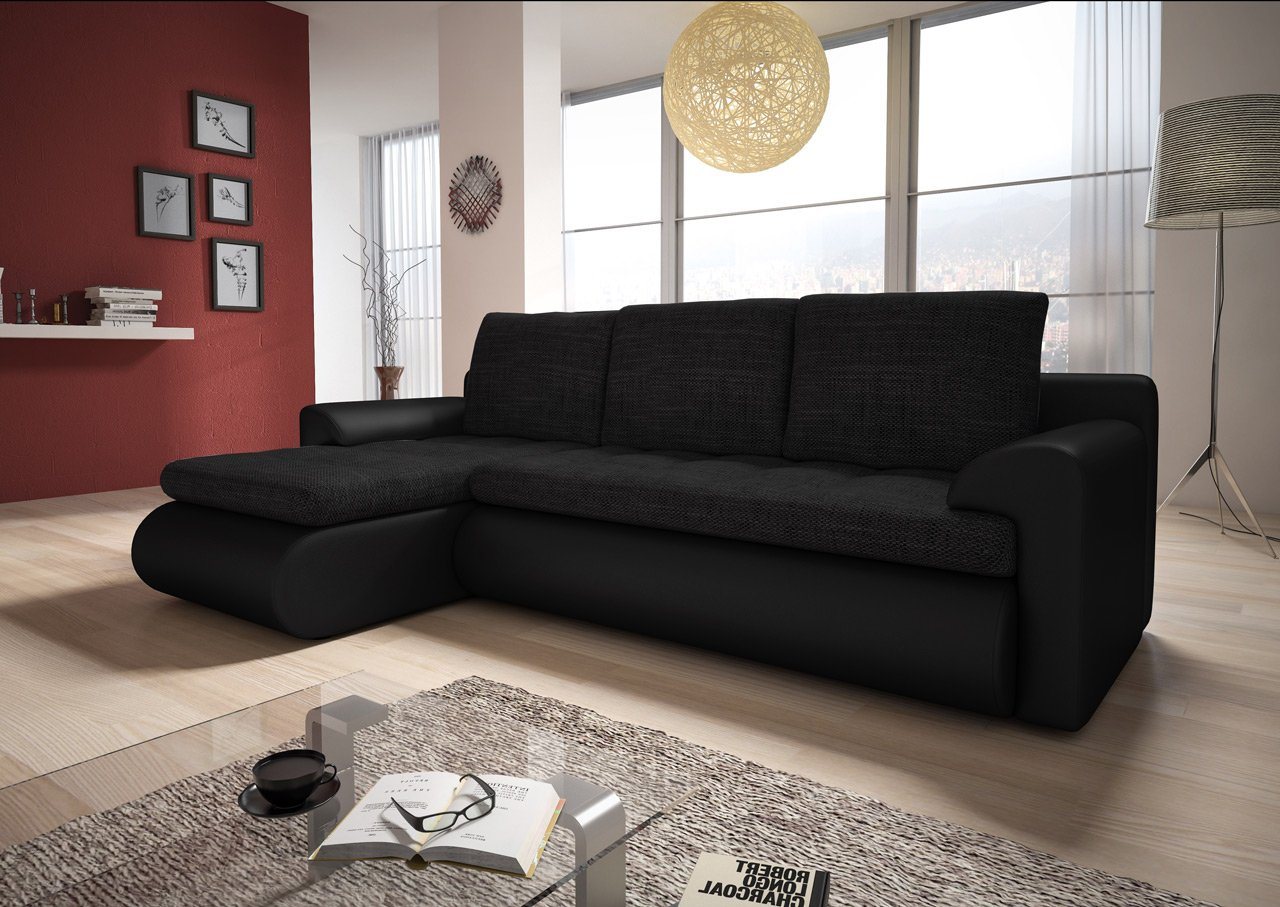 Sofnet Ecksofa Santi, mit Schlaffunktion und Bettkasten, L-Form Couch, Schlafsofa mit Wellenfeder, Bettsofa von Sofnet