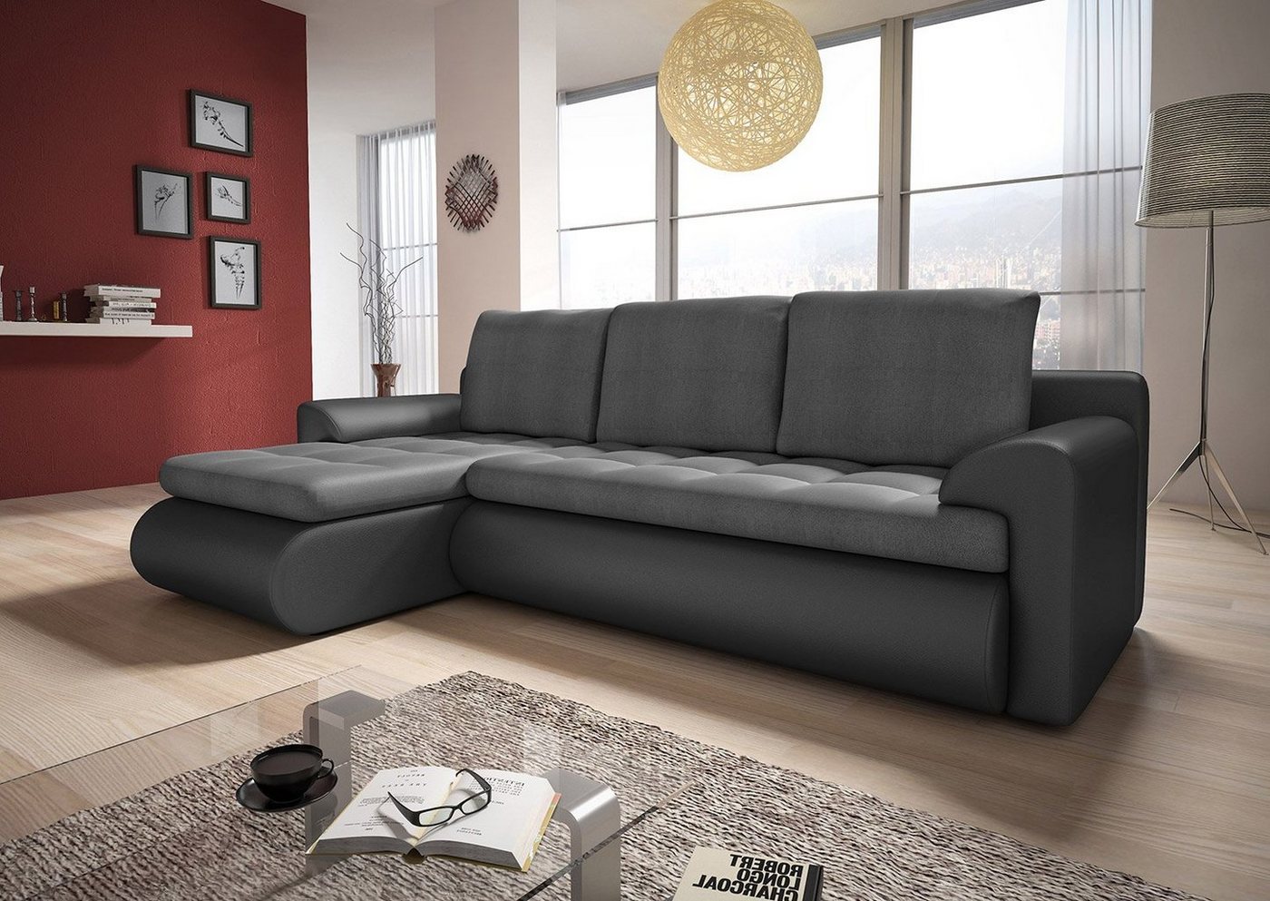 Sofnet Ecksofa Santi, mit Schlaffunktion und Bettkasten, L-Form Couch, Schlafsofa mit Wellenfeder, Bettsofa Sofnet Ecksofa Santi, mit Schlaffunktion und Bettkasten, L-Form Couch, Schlafsofa mit Wellenfeder, Bettsofa von Sofnet