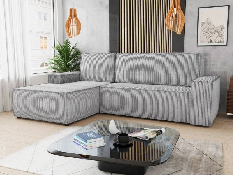 Sofnet Ecksofa Totti L, mit Schlaffunktion und Bettkasten, L-Form Couch, Cord Stoff, Schlafsofa mit Wellenfeder von Sofnet