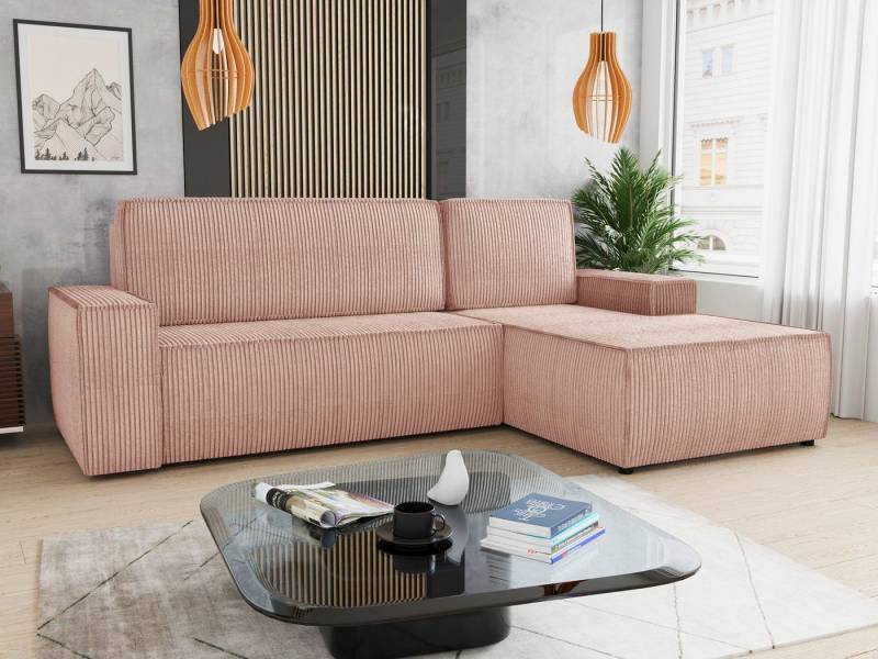 Sofnet Ecksofa Totti L, mit Schlaffunktion und Bettkasten, L-Form Couch, Cord Stoff, Schlafsofa mit Wellenfeder von Sofnet