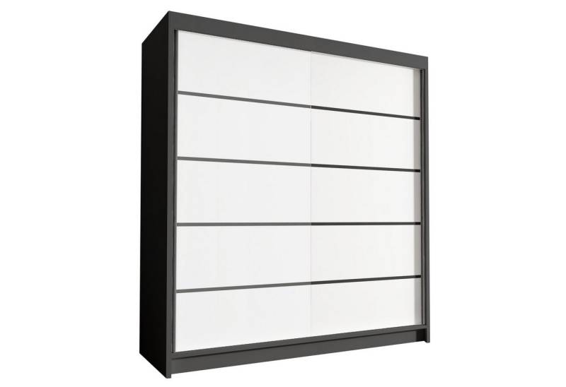 Sofnet Kleiderschrank Harry IV (mit Schiebetüren und Kleiderstange) Schwebetürenschrank mit 2 Türen, Schiebetürenschrank - 180x215x58 cm von Sofnet