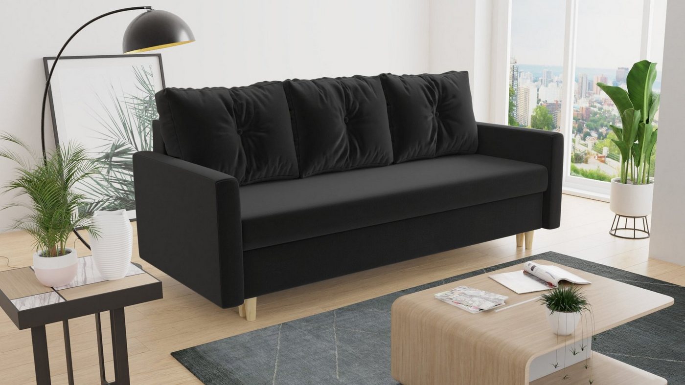 Sofnet Schlafsofa Rico, mit Schlaffunktion und Bettkasten, Bettsofa mit Holzfüße und Bonell-Ferderkern Sofnet Schlafsofa Rico, mit Schlaffunktion und Bettkasten, Bettsofa mit Holzfüße und Bonell-Ferderkern von Sofnet