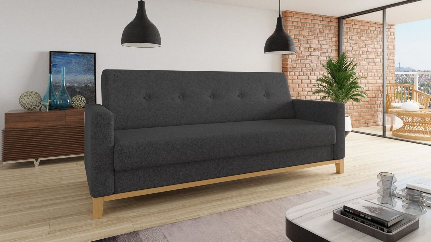 Sofnet Schlafsofa Wood, mit Schlaffunktion und Bettkasten, Bettsofa mit Holzfüße und Wellenfeder Sofnet Schlafsofa Wood, mit Schlaffunktion und Bettkasten, Bettsofa mit Holzfüße und Wellenfeder von Sofnet