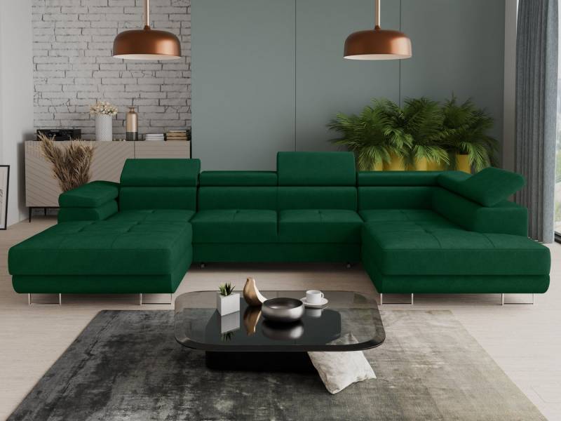 Sofnet Wohnlandschaft Caris U, mit Schlaffunktion und zwei Bettkästen, Ecksofa mit einstellbare Kopfstützen, Schlafsofa, U-form Couch von Sofnet
