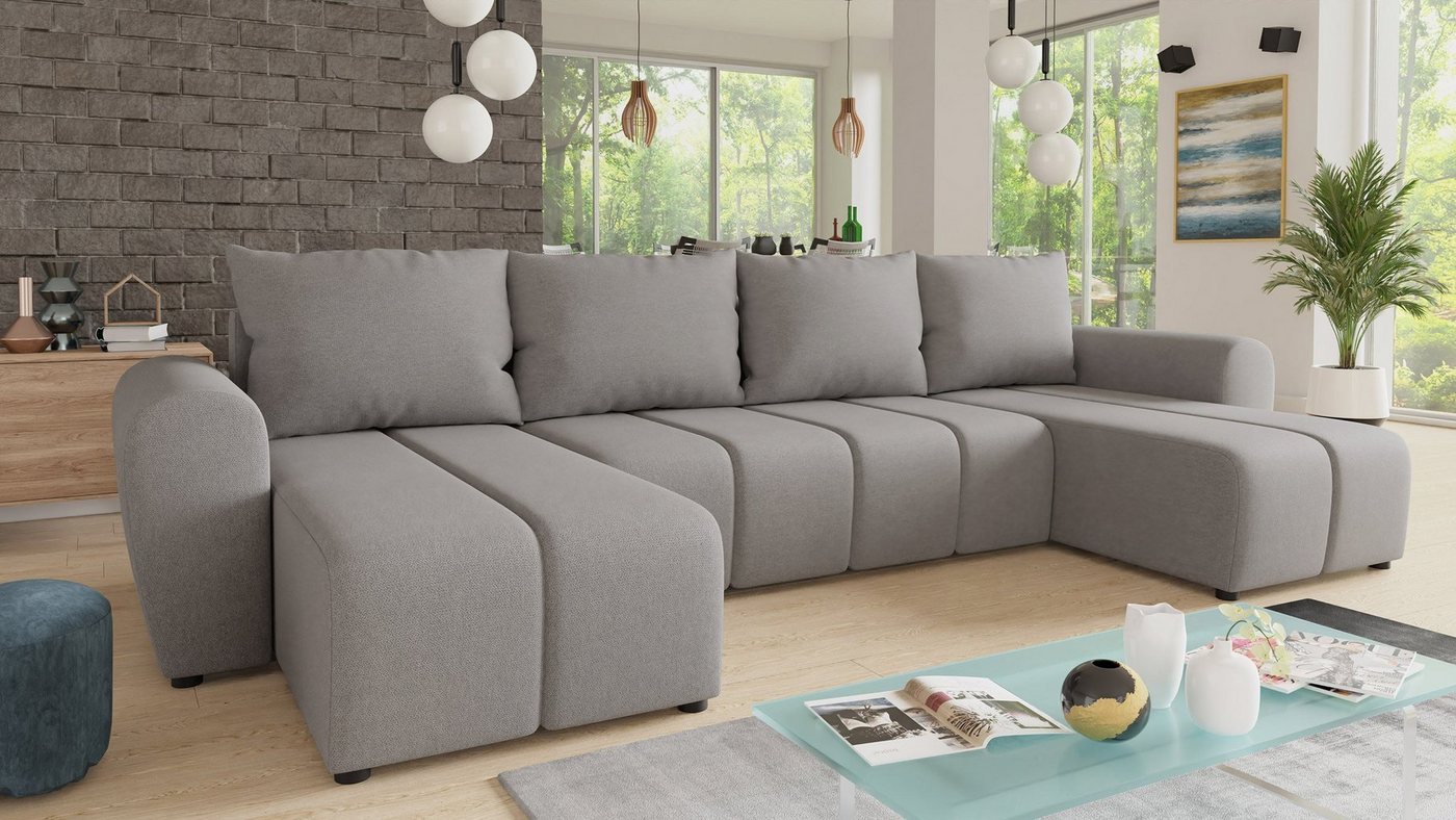 Sofnet Wohnlandschaft Cleo U, mit Schlaffunktion und Bettkasten, Ecksofa, U-Form Couch, Schlafsofa von Sofnet