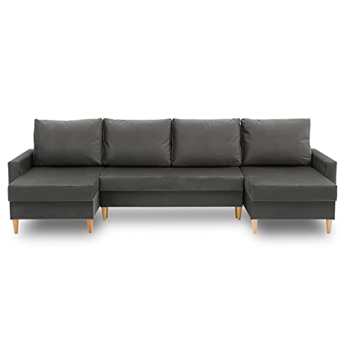 Sofini Ecksofa Bellis III mit Schlaffunktion! Best ECKSOFA! Eckcouch mit Bettkästen! Modern polstermöbel, Wohnzimmer möbel, bequem, Bonell Füllung. (Monolith 92) von Sofni