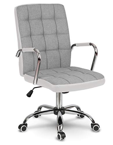 Sofotel Bürostuhl aus grauem und weißem Stoff, mit TILT-Mechanismus, stufenloser Höhenverstellung und Neigung der Rückenlehne, Doppelrollen, Höhenverstellung von Sofotel