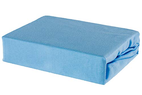 Kinder Baby Bettlaken Spannbettlaken 100% Baumwolle Jersey - 90/160 90x160 (Blau) von Soft Dream