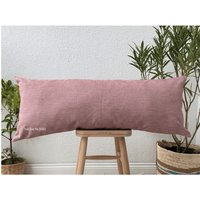 Dusty Rose Hue Color Leinen Body Kissenbezug, Long Lumbar Bauernhaus Kissen | Nur Bezug von SoftHomeTextile