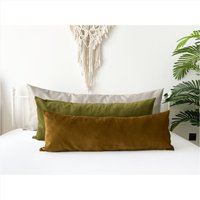 Extra Großer Körperkissenbezug, Grüne Olive, Bronze, Cappuccino, Beige Farbe Samt Und Leinen Kissenbezug, | Nur Bezug 20x54, 14x36 von SoftHomeTextile