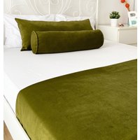 Grüne Samt Bettläufer Für Schlafzimmer, Alle Größen Hotel Bettläufer, Luxus Bettschal, Twin Full King Queen Size Läufer von SoftHomeTextile