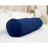 Marineblauer Samt-Bolster-Kissenbezug Sofakissen, 16-18 cm von SoftHomeTextile