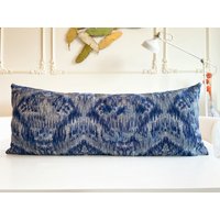 Marineblaue Kissenhülle, Ikat Muster Kissen, Dekorative Große 12x20, 12x36, 20x54, 20x60, 18x18, 20x20 | Nur Bezug von SoftHomeTextile