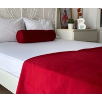 Rote Samt Bettläufer Für Schlafzimmer, Alle Größen Hotel Bettläufer, Luxus Bettschal, Twin Full King Queen Size Läufer von SoftHomeTextile