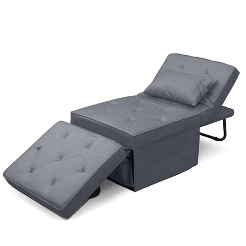Softa 4-in-1 umwandelbares Schlafsofa, faltbarer Schlafsessel mit 5 Positionen verstellbarer Rückenlehne, Ottomane Gästebett & Kissen, platzsparende Möbel für Wohnzimmer, Schlafzimmer, Wohnungen von Softa