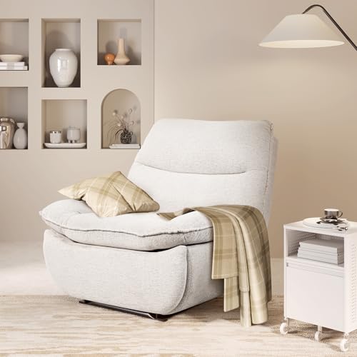Softa Relaxsessel, Pushback, Liegesessel mit versteckte Aufbewahrung, Schlafsessel mit verstellbare Rückenlehne, Fernsehsessel im Schlafzimmer Beige von Softa