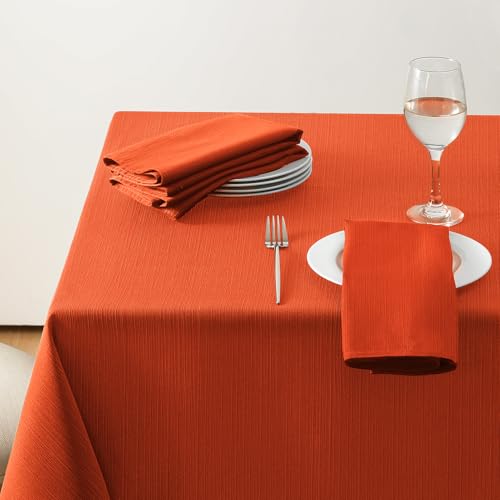 Softalker Herbst Tischdecke 140x240 Rostrot 210GSM Leinen Struktur Abwaschbar Wasserabweisend Abwischbar Fleckschutz rechteckig Tischtuch Deko für Outdoor Draußen Garten Party Geburtstag von Softalker