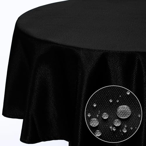 Softalker Schwarz Tischdecke Rund 160 cm Abwaschbar Jacquard-Geometrischem Tischdecken Wasserabweisend Tischtuch Fleckschutz Tischdecke Table Cloth für Outside Garten Party Geburtstag Camping Softalker Schwarz Tischdecke Rund 160 cm Abwaschbar Jacquard-Geometrischem Tischdecken Wasserabweisend Tischtuch Fleckschutz Tischdecke Table Cloth für Outside Garten Party Geburtstag Camping von Softalker