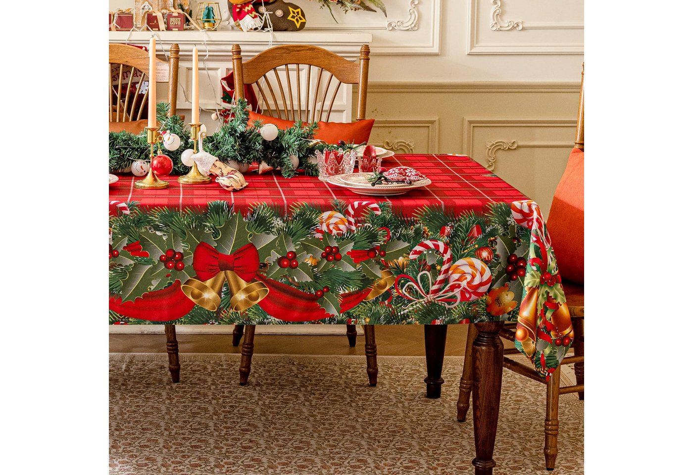 Softalker Tischdecke Rechteckige Weihnachtstischdecke, schmutzabweisend, waschbar von Softalker