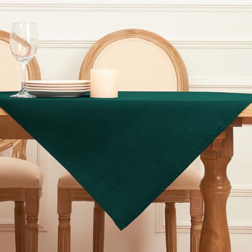Softalker Tischdecke Weihnachten 80x80 grün abwaschbar Mitteldecke 210GSM Leinen Struktur kleines Tischtuch quadratisch Wasserabweisend Abwischbar Fleckschutz Deko für Party Geburtstag Outdoor Garten von Softalker