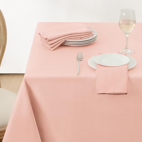 Softalker Tischdecke abwaschbar 140x240 rosa 210GSM Leinen Struktur abwischbar schmutzabweisend wasserabweisend Tischtuch Deko für Weihnachten Party Mädchen Geburtstag Outdoor Garten Frühling von Softalker