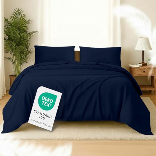 Softex Royal Baumwolle Bettwäsche 135x200 cm, 2 teiliges Bettwäsche Set, 2er Set mit 1 Kissenbezug 80x80 cm, Öko-Tex Bettwäsche Dunkelblau, mit YKK Reißverschluss Softex Royal Baumwolle Bettwäsche 135x200 cm, 2 teiliges Bettwäsche Set, 2er Set mit 1 Kissenbezug 80x80 cm, Öko-Tex Bettwäsche Dunkelblau, mit YKK Reißverschluss von Softex Royal