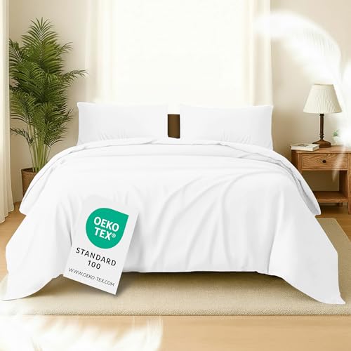 Softex Royal Bettwäsche Set 135x200 cm – 2-teilig (1 Bettbezug + 1 Kissenbezug 80x80 cm) – 100% Baumwolle – hautfreundlich & 60° waschbar – YKK Reißverschluss – Oeko-TEX Zertifiziert Weiß von Softex Royal