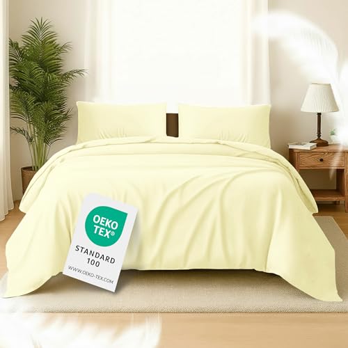 Softex Royal Bettwäsche Set 155x200 cm – 2-teilig (1 Bettbezug + 1 Kissenbezug 80x80 cm) – 100% Baumwolle – hautfreundlich & 60° waschbar – YKK Reißverschluss – Oeko-TEX Zertifiziert Beige von Softex Royal