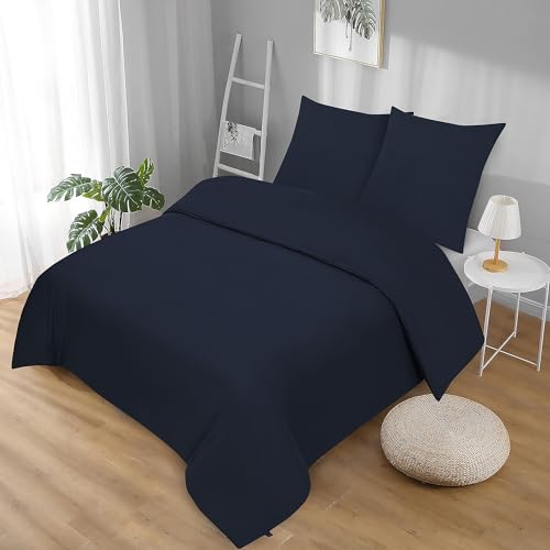 Softex Royal Bettwäsche Set 155x200 cm – 2-teilig (1 Bettbezug + 1 Kissenbezug 80x80 cm) – 100% Baumwolle – hautfreundlich & 60° waschbar – YKK Reißverschluss – Oeko-TEX Zertifiziert Dunkelblau von Softex Royal