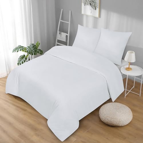 Softex Royal Baumwolle Bettwäsche 155x200 cm, 2 teiliges Bettwäsche Set, 2er Set mit 1 Kissenbezug 80x80 cm, Öko-Tex Bettwäsche Weiss, mit YKK Reißverschluss von Softex Royal